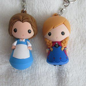 Two Disney Figural Keyrings FROZEN Belle Peasant (S5) and Anna (S2)